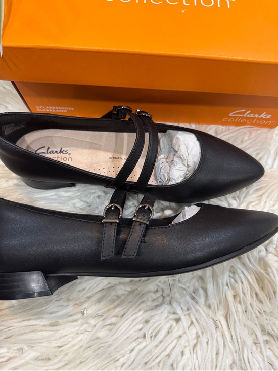 Clarks Shoes - Clarks Black Double-Strap Pointed-Toe Mary Jane Flats